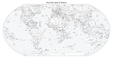 High Detailed World Map Centered on Europe and Africa Stock Illustration