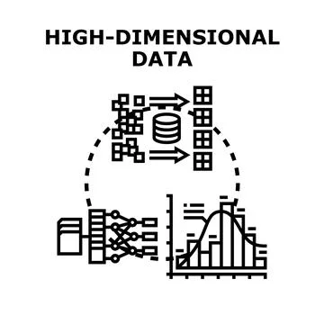 High dimensional data processing and analysis concept Illustrazione stock