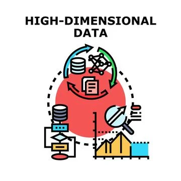 High dimensional data processing and analysis concept Stock Illustration