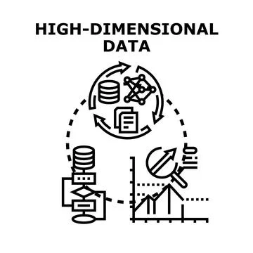 High dimensional data processing and analysis concept Illustrazione stock