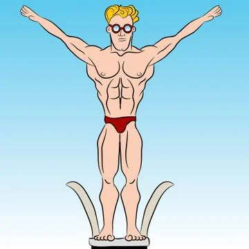 High dive swimmer Stock Illustration
