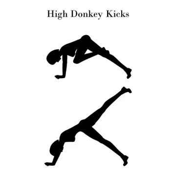 High donkey kicks exercise silhouette Stock Illustration
