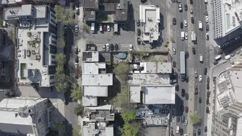 High up drone aerial over train tracks in Brooklyn, Atlantic, New York, sunny Vídeos de archivo 248636365