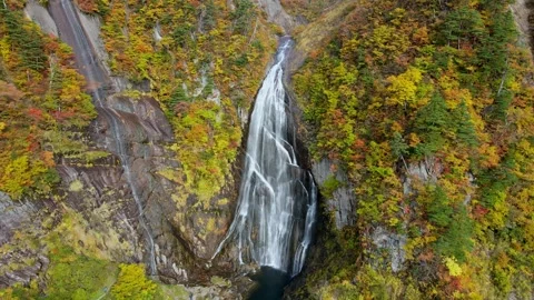 High Drone Flight Away From Yasu-no-Taki Falls, Japan Stock Footage 172967024