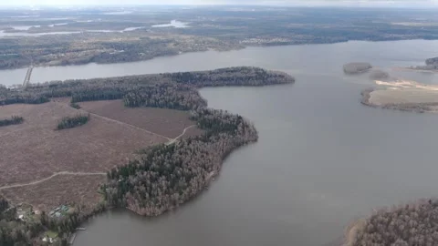 High drone orbit over river landscape Video stock 329742610