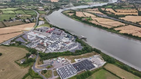 High drone overview of Grannagh meat processing and export hub,for meat Stock Footage 345010265