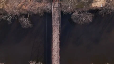 High drone pass over Green Eyes bridge Stock Footage 306901474