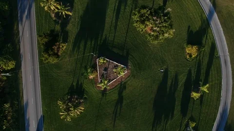 High Drone Perspective Over Lucaya Roundabout and Urban Area, Bahamas Stock Footage 98118680
