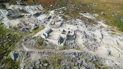 High drone shot rotating around Miners Town, County Wicklow, Republic of Ireland Stock Footage 252259889