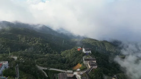High Drone Shot of Sun World in Ba Na Hills, Vietnam 2 Stock Footage 240870936