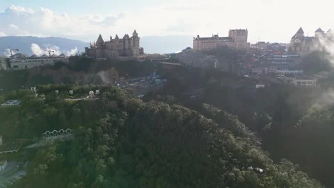 High Drone Shot of Sun World in Ba Na Hills, Vietnam Stock Footage 240871121