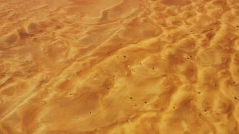 High drone view moving slowly above Dubai desert dunes Stock Footage 345097411
