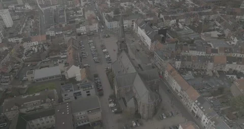 High Drone View Over Ghent Streets and Residential Blocks, Belgium Stock-Footage 344128079