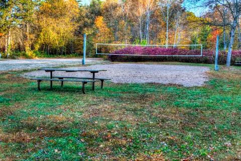 High dynamic range image of a campsite. Stock Photos