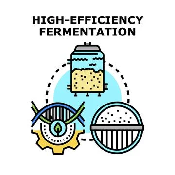 High efficiency fermentation process, biotechnology, bioengineering concept Illustrazione stock