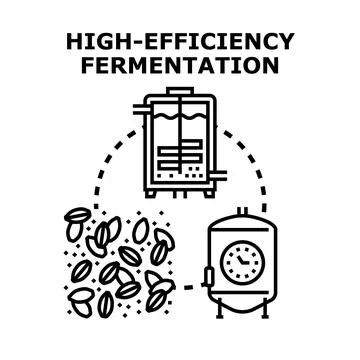 High efficiency fermentation process converting grains to liquid Stock Illustration