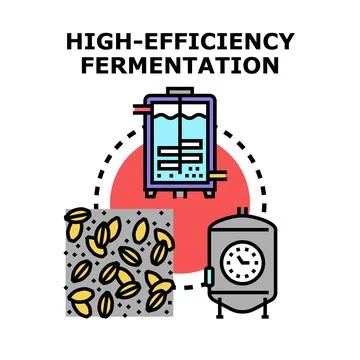 High efficiency fermentation process converting grains to liquid Stock Illustration