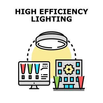 High efficiency lighting technology managing smart building energy Stock Illustration