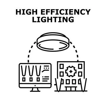 High efficiency lighting technology managing smart building energy Stock Illustration