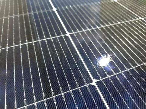High Efficiency Solar Panels Convert Sunlight Into Electricity for Homes an.. Stock Photos