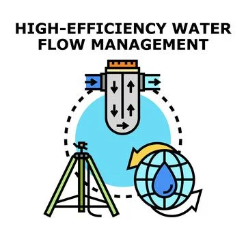 High efficiency water flow saving management icon Stock Illustration