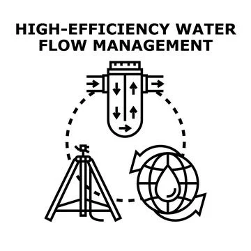 High efficiency water flow saving management icon Stock Illustration