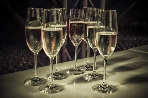 High Elegant Glasses on a Table Stock Photos