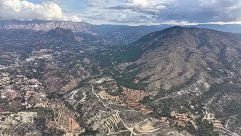High Elevation Landscape, Elevated View Of Terrains And Roads, Vast Aerial Video stock 324599690