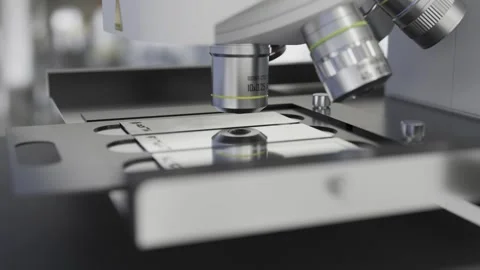 High End Automated Lab Microscope: Slide Analysis for Science &amp; Research Stock Footage 284214795