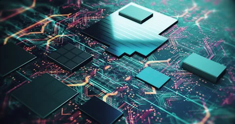 High End Circuit Board Processing Artificial Intelligence Data. Stock Footage 191385156