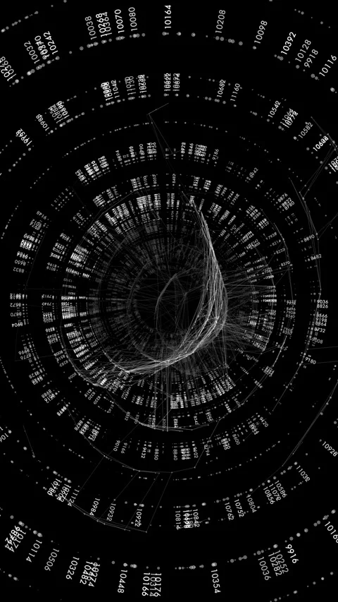 High-End Cybersecurity Analysis and Scientific Data HUD Vertical 4K Tech Stock Footage 333860013