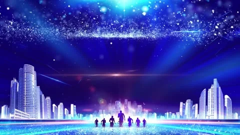 High-end elegant blue award ceremony stage background material Stock Footage 333609417
