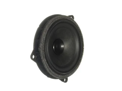 High-End low mid-range driver loudspeaker with coated paper cone isolated on Foto stock
