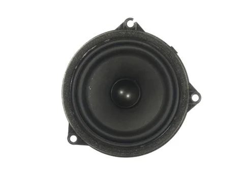 High-End low mid-range driver loudspeaker with coated paper cone isolated on Stock-Fotos