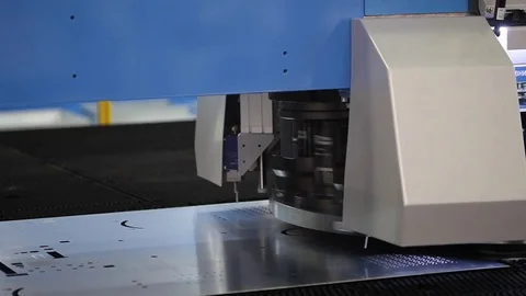 High-end machine for automatic punching metal sheet Stock Footage 80898168