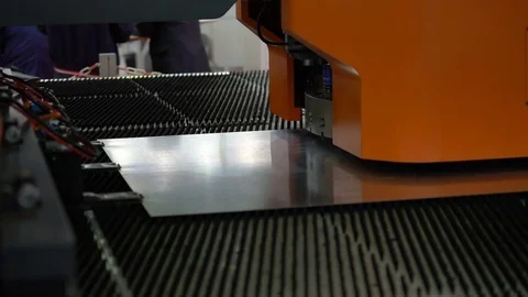 High-end machine for automatic punching metal sheet Stock Footage 83319500