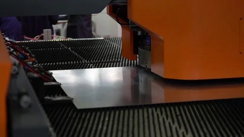 High-end machine for automatic punching metal sheet Stock Footage 83321124