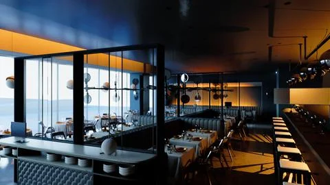 High-end restaurant that appears to be deserted イラスト素材