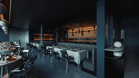 High-end restaurant that appears to be deserted イラスト素材