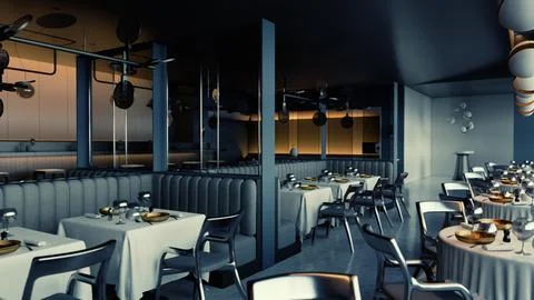 High-end restaurant that appears to be deserted Stock Illustration