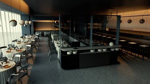 High-end restaurant that appears to be deserted イラスト素材