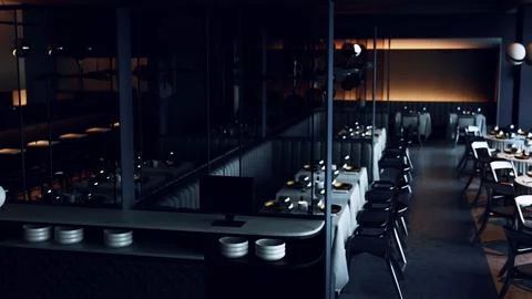 High-end restaurant that appears to be deserted イラスト素材