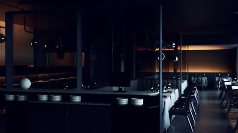 High-end restaurant that appears to be deserted イラスト素材