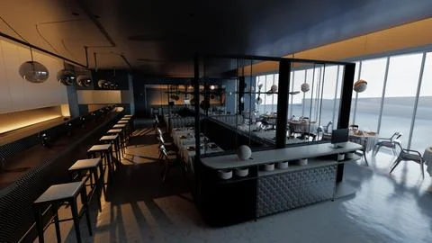 High-end restaurant that appears to be deserted イラスト素材