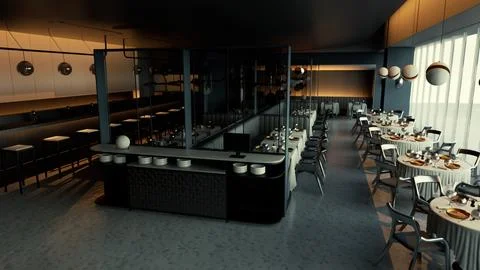 High-end restaurant that appears to be deserted イラスト素材