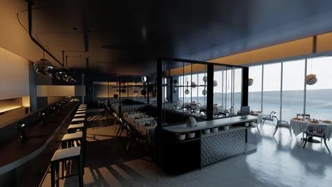 High-end restaurant that appears to be deserted イラスト素材