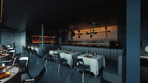 High-end restaurant that appears to be deserted イラスト素材