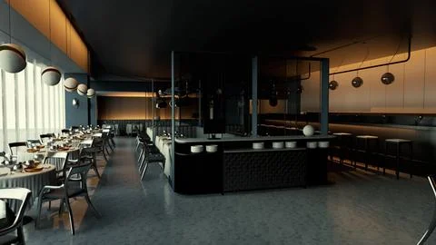 High-end restaurant that appears to be deserted イラスト素材