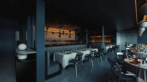 High-end restaurant that appears to be deserted Stock Illustration