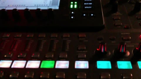 A High-End Soundboard Lights Up During a Performance Stock Footage 48239657